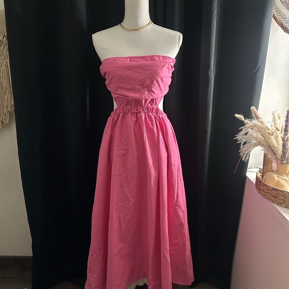 Elegant Hot Pink Strapless Dress